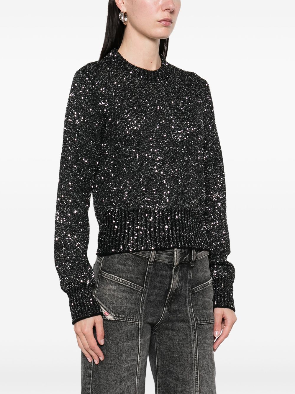 Golden Goose Women's Wool Blend Cropped Sweater With All-Over Sequins