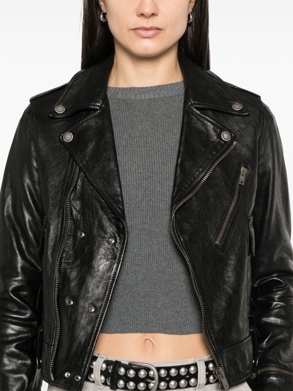 Golden Goose Women's Leather Jacket With Shiny Effect