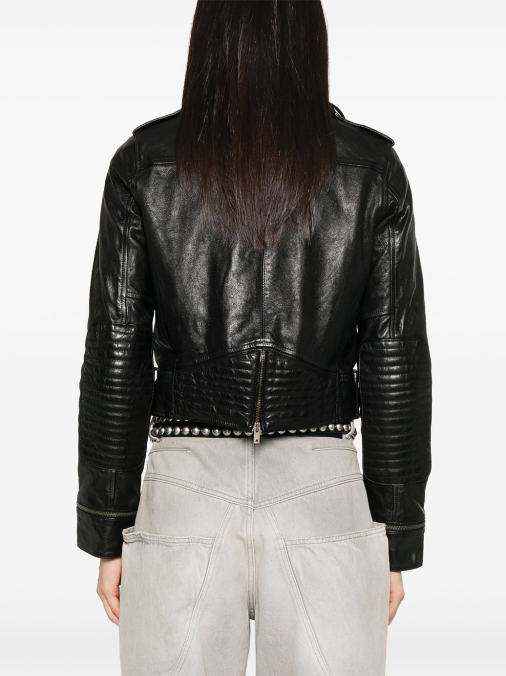 Golden Goose Women's Leather Jacket With Shiny Effect
