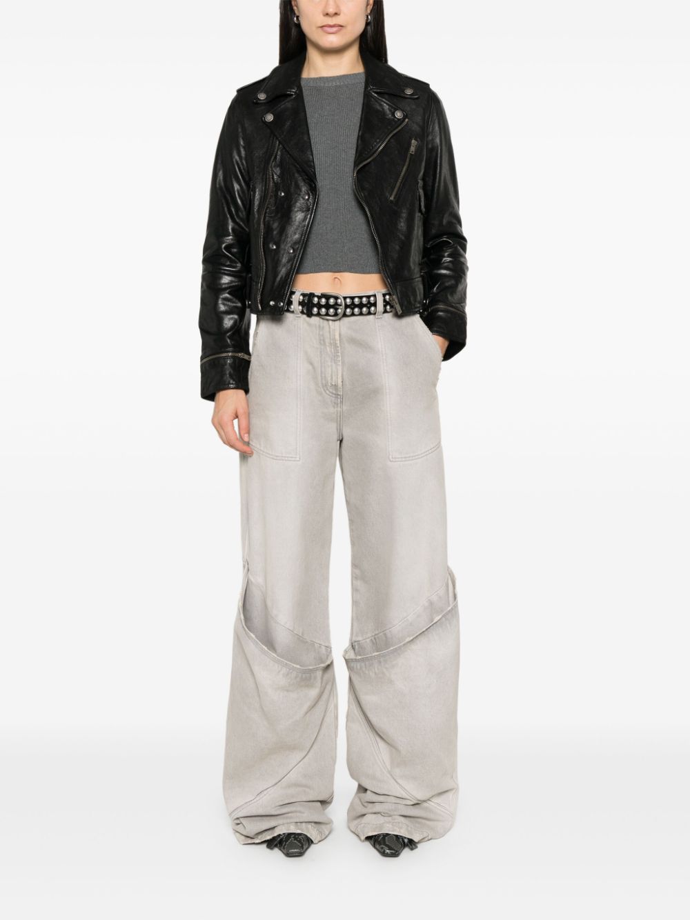 Golden Goose Women's Leather Jacket With Shiny Effect