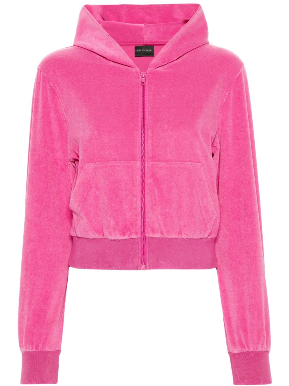 Balenciaga Women's Rhinestone-Logo Zipped Hoodie