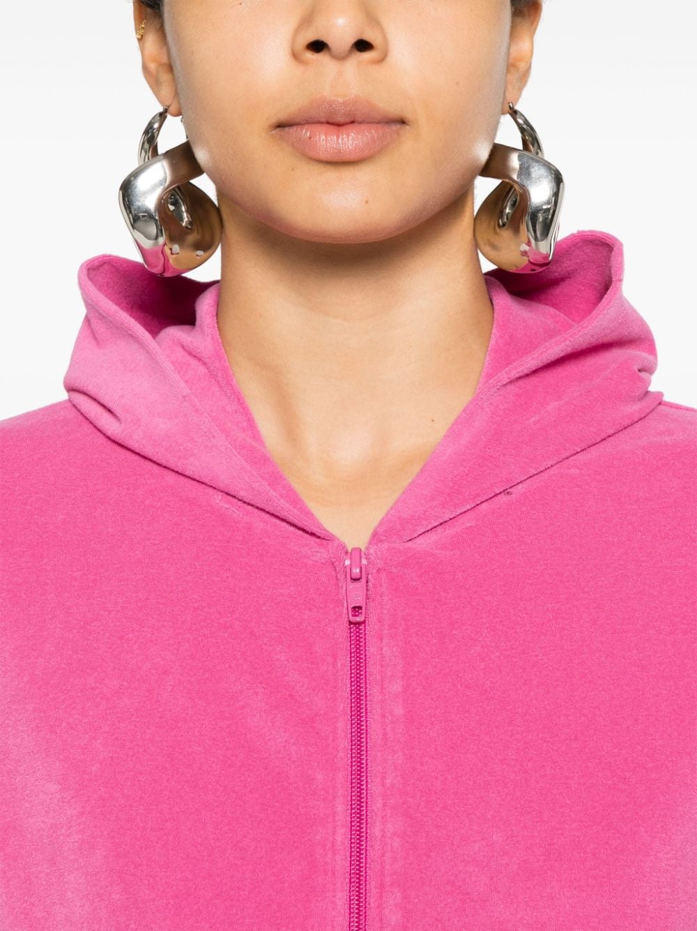 Balenciaga Women's Rhinestone-Logo Zipped Hoodie