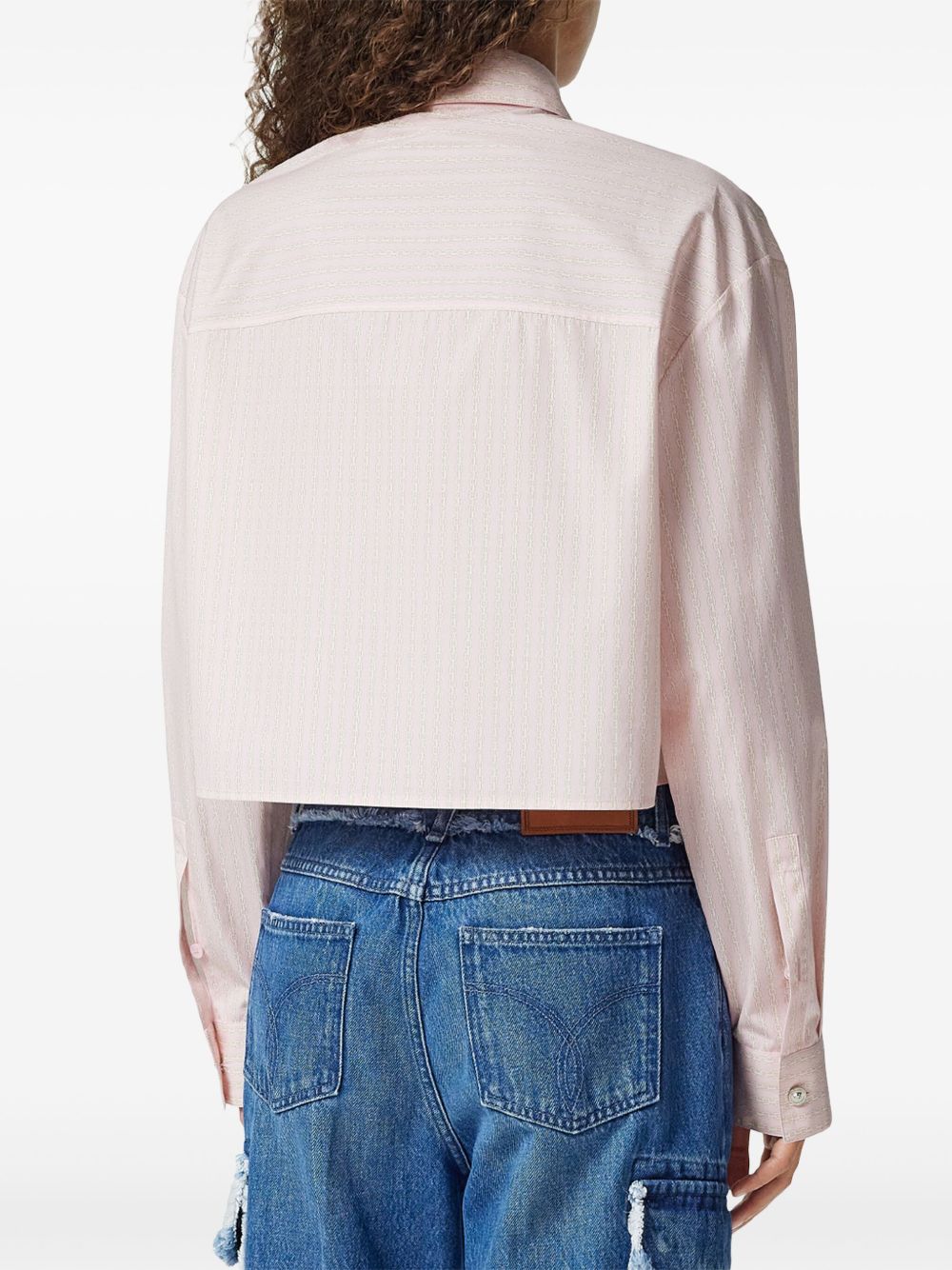 Versace Women's Pinstripe Chain Boxy Short Shirt