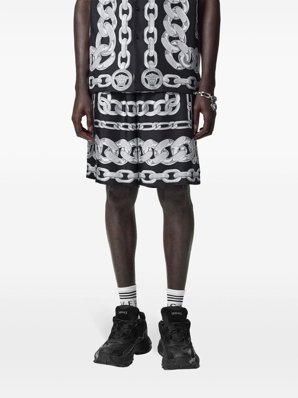 Versace Men's Medusa Chains Silk Shorts