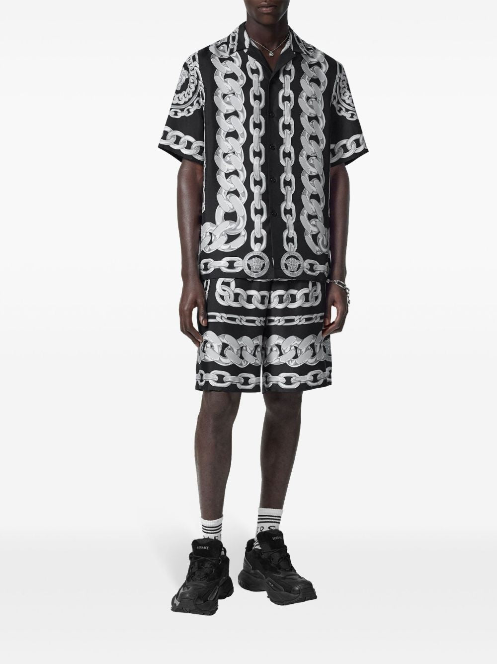 Versace Men's Medusa Chains Silk Shorts