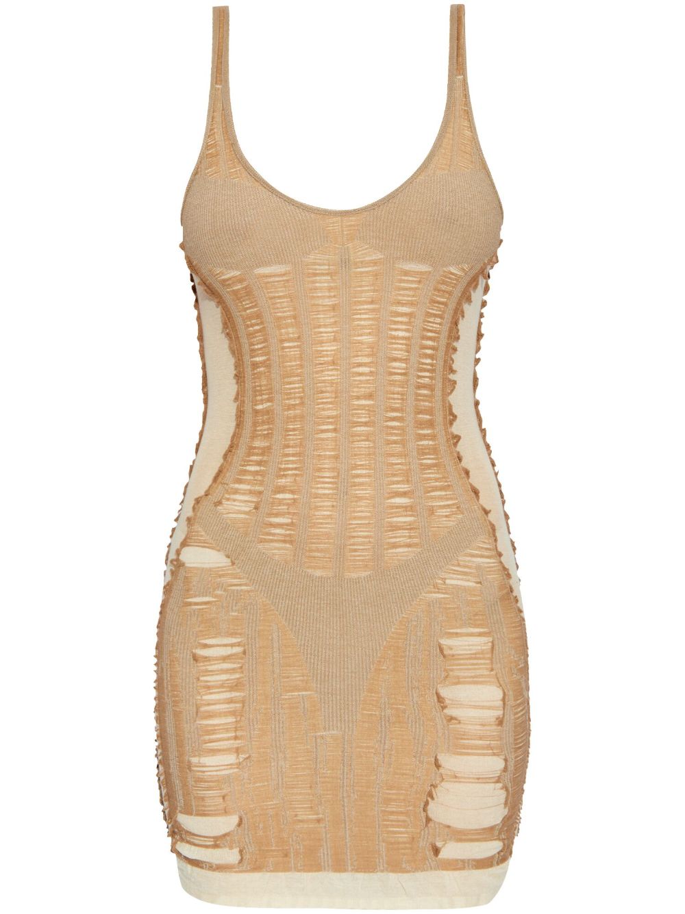 Diesel Women's Semi-Sheer Panelled Beige Mini Dress