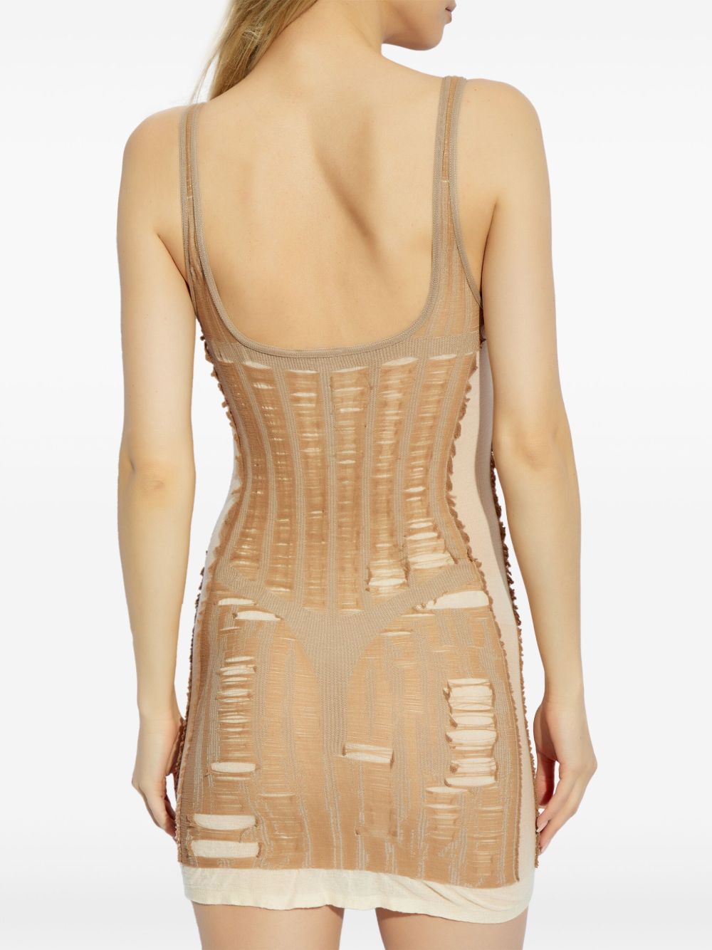 Diesel Women's Semi-Sheer Panelled Beige Mini Dress