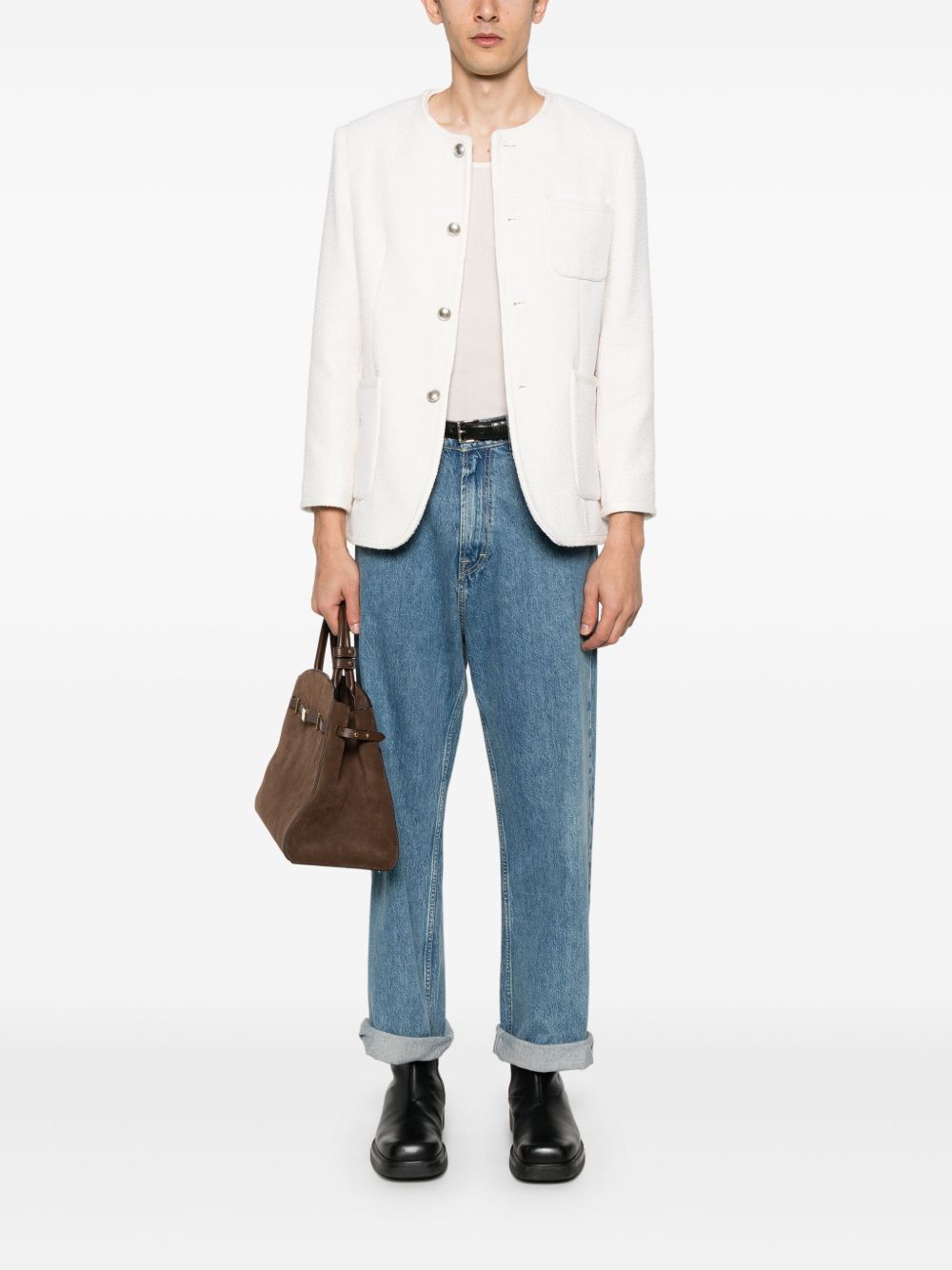 Dunst Women's Collarless Oversized Tweed Jacket
