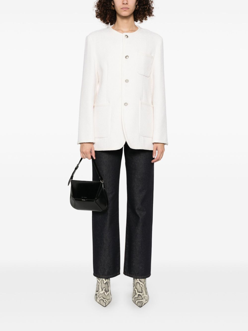 Dunst Women's Collarless Oversized Tweed Jacket