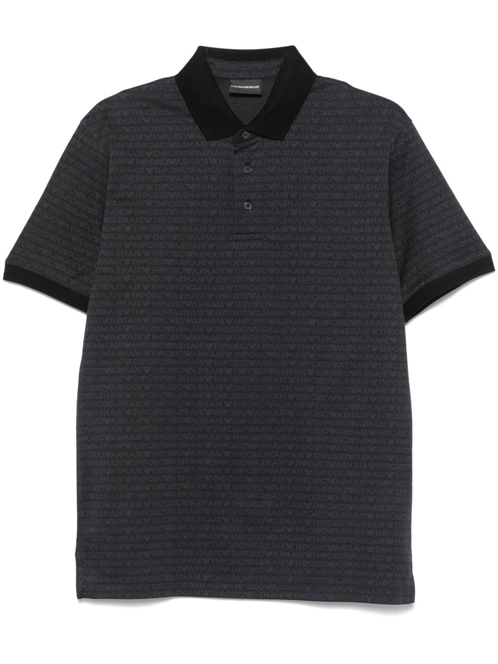 Emporio Armani Men's Jersey Polo Shirt With All-Over Jacquard Lettering