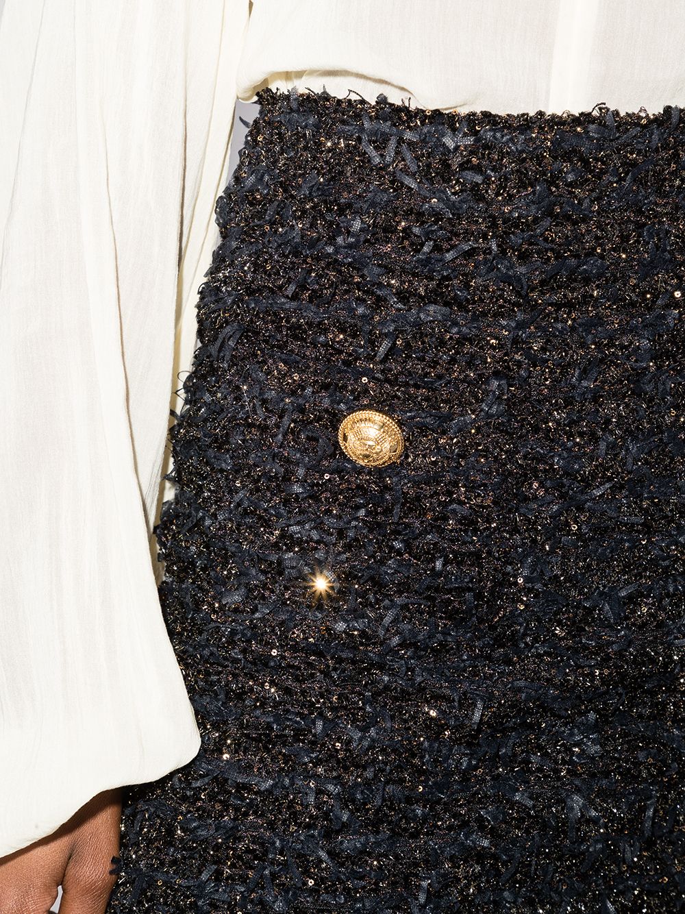 Balmain Women's High-Rise Tweed Miniskirt