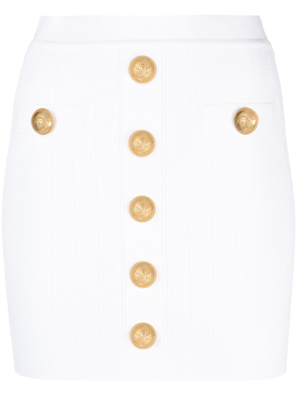 Balmain Women's Ribbed-Knit Miniskirt