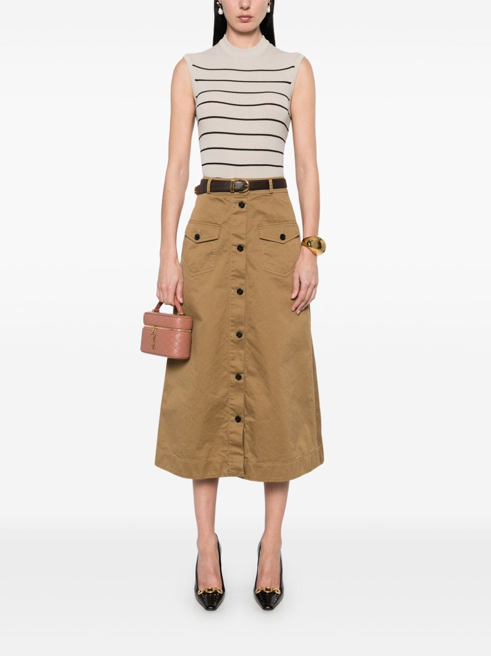 Saint Laurent Women's Cotton Midi Skirt