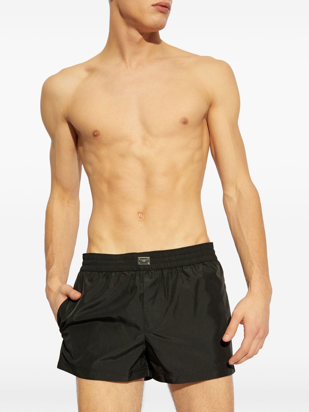 Dolce & Gabbana Men's Logo Plaque Swim Shorts
