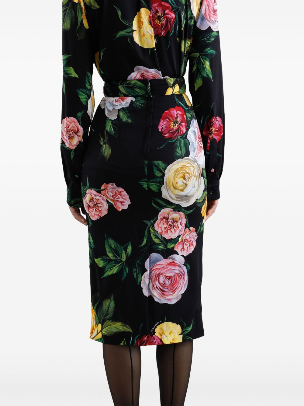 Dolce & Gabbana Women's Floral Silk-Blend Charmeuse Midi Skirt