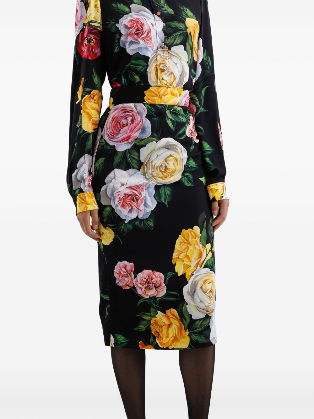 Dolce & Gabbana Women's Floral Silk-Blend Charmeuse Midi Skirt