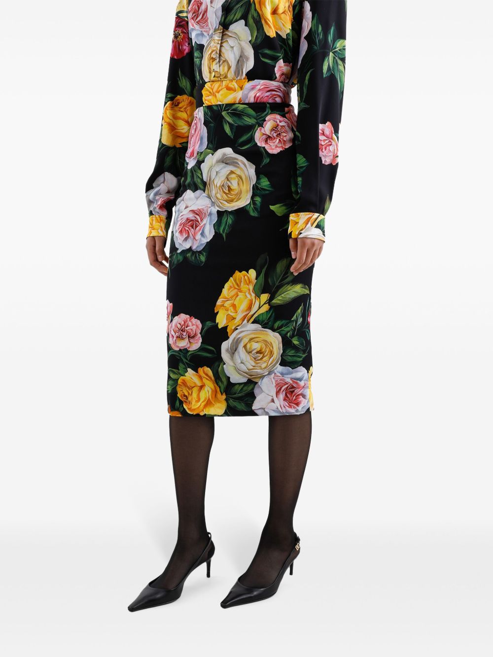 Dolce & Gabbana Women's Floral Silk-Blend Charmeuse Midi Skirt