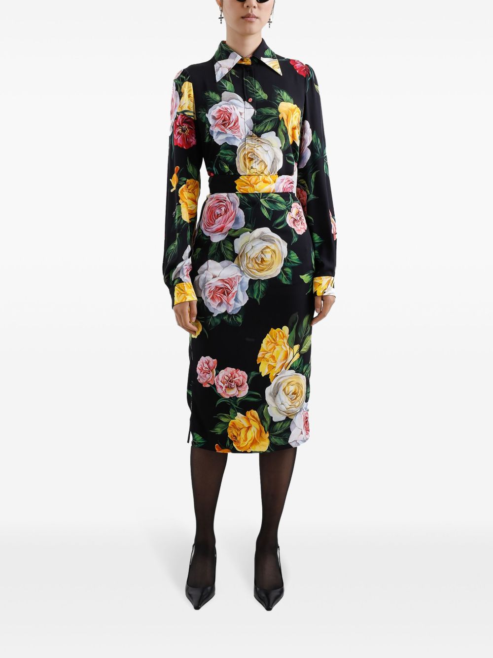 Dolce & Gabbana Women's Floral Silk-Blend Charmeuse Midi Skirt