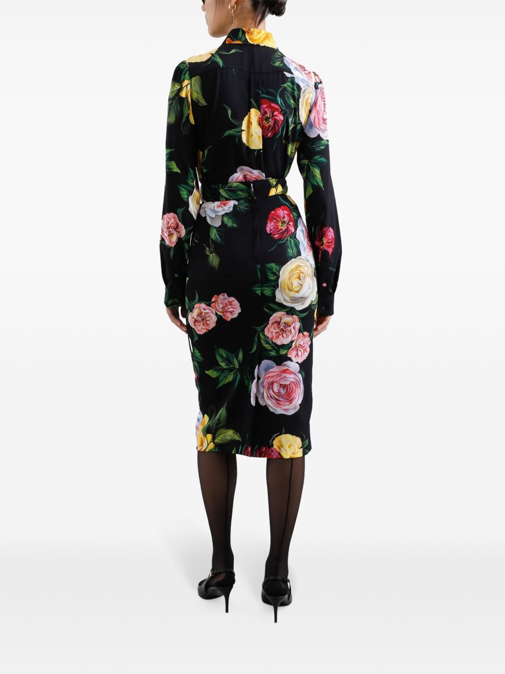 Dolce & Gabbana Women's Floral Silk-Blend Charmeuse Midi Skirt