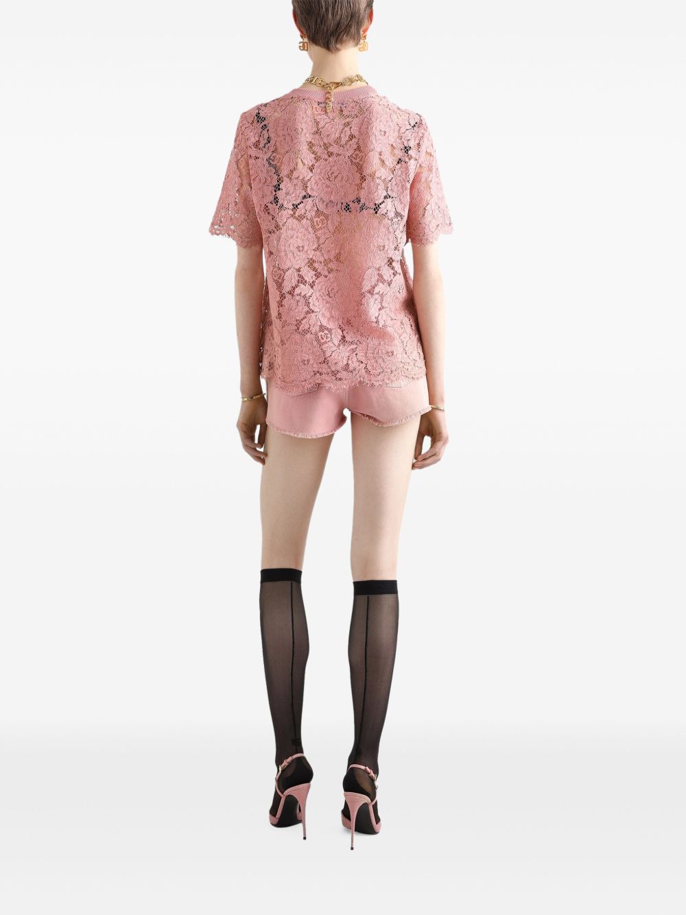 Dolce & Gabbana Women's Corded Lace Short Sleeved T-Shirt