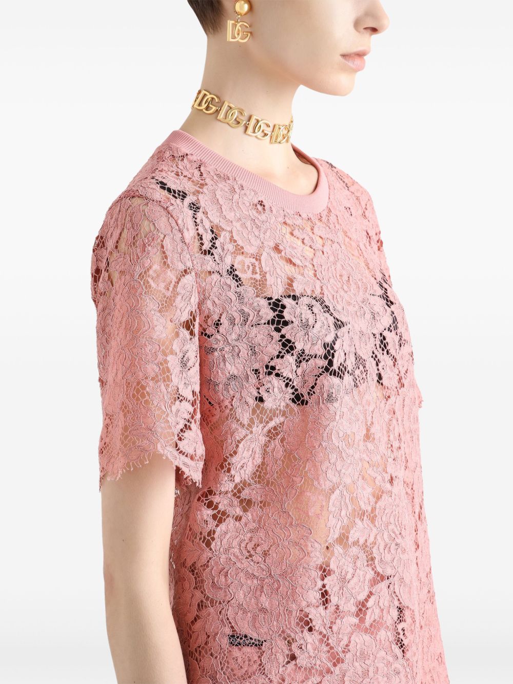 Dolce & Gabbana Women's Corded Lace Short Sleeved T-Shirt