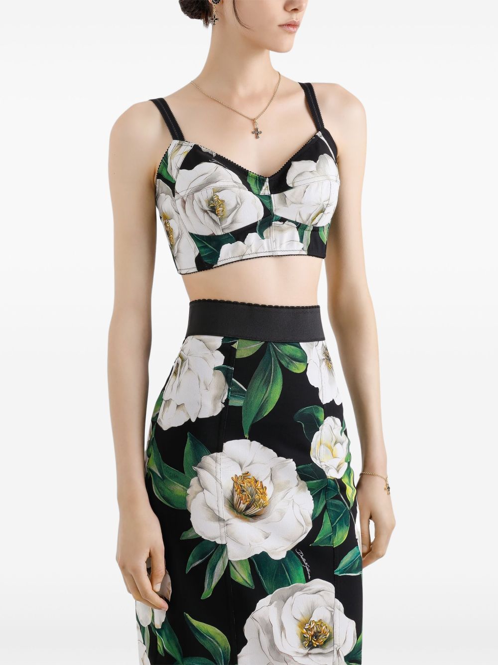 Dolce & Gabbana Women's Stretch Bralette Top With Gardenia Print