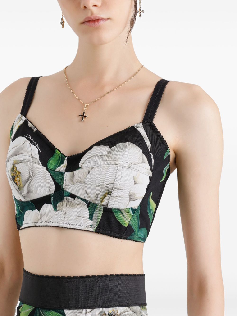 Dolce & Gabbana Women's Stretch Bralette Top With Gardenia Print