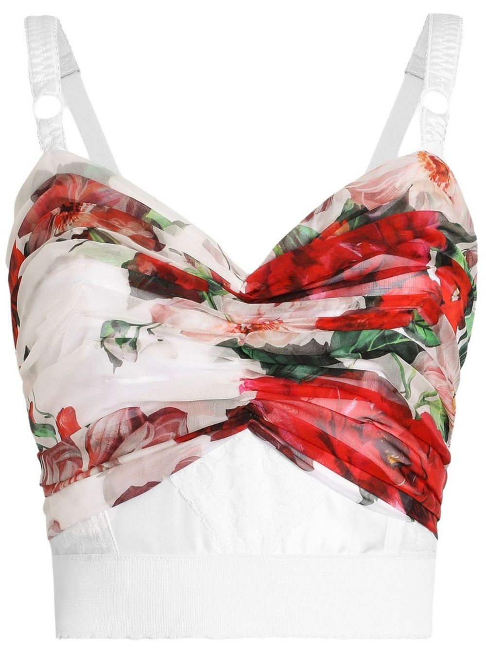Dolce & Gabbana Women's Rose Print Bustier Top In Marquisette And Chiffon