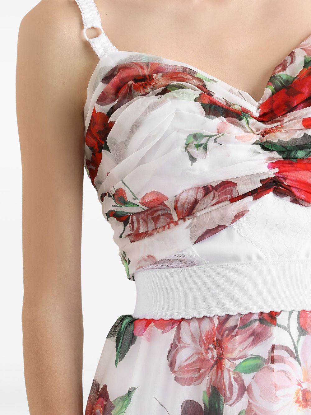 Dolce & Gabbana Women's Rose Print Bustier Top In Marquisette And Chiffon