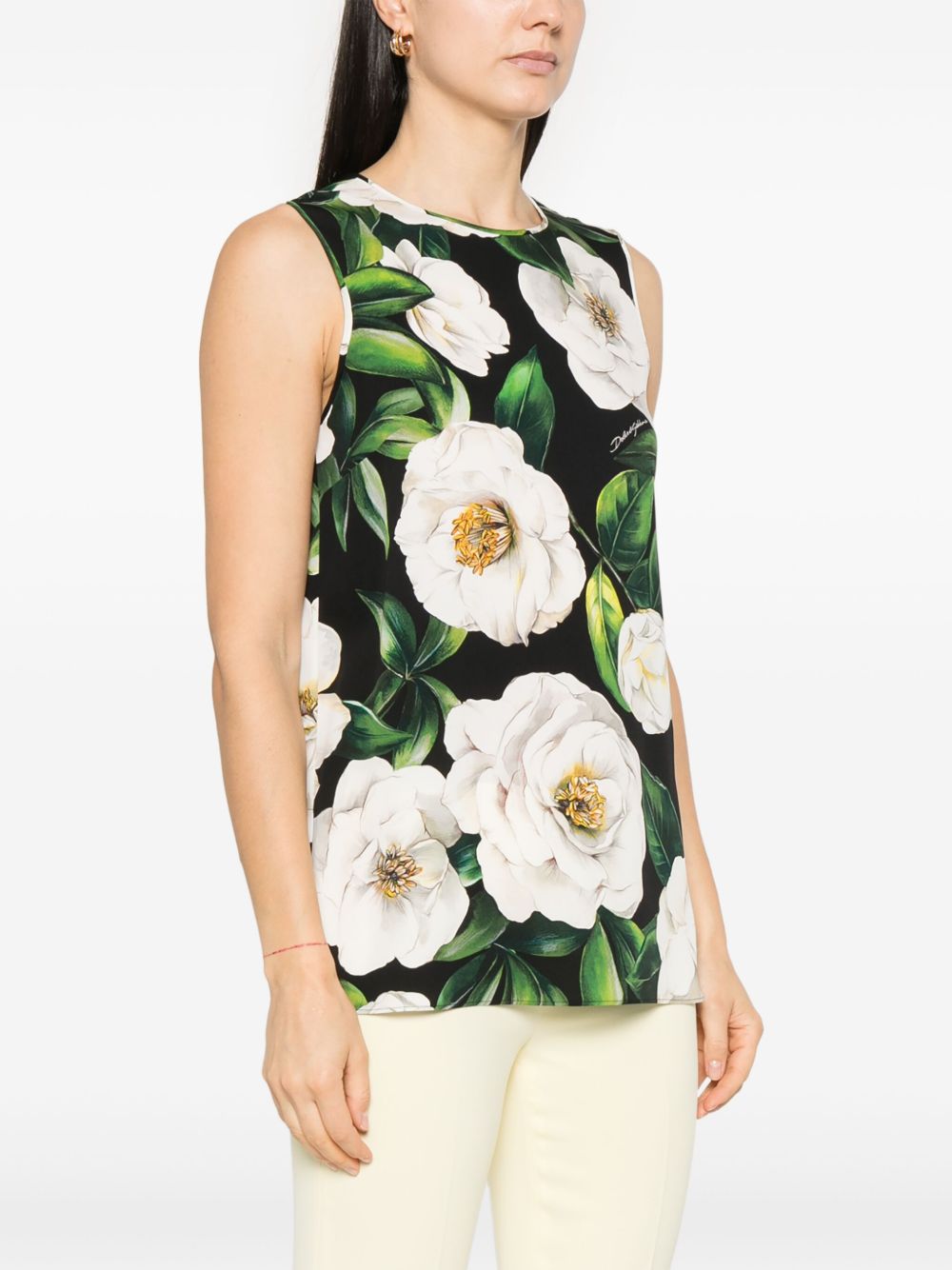 Dolce & Gabbana Women's Floral Silk-Blend Charmeuse Top
