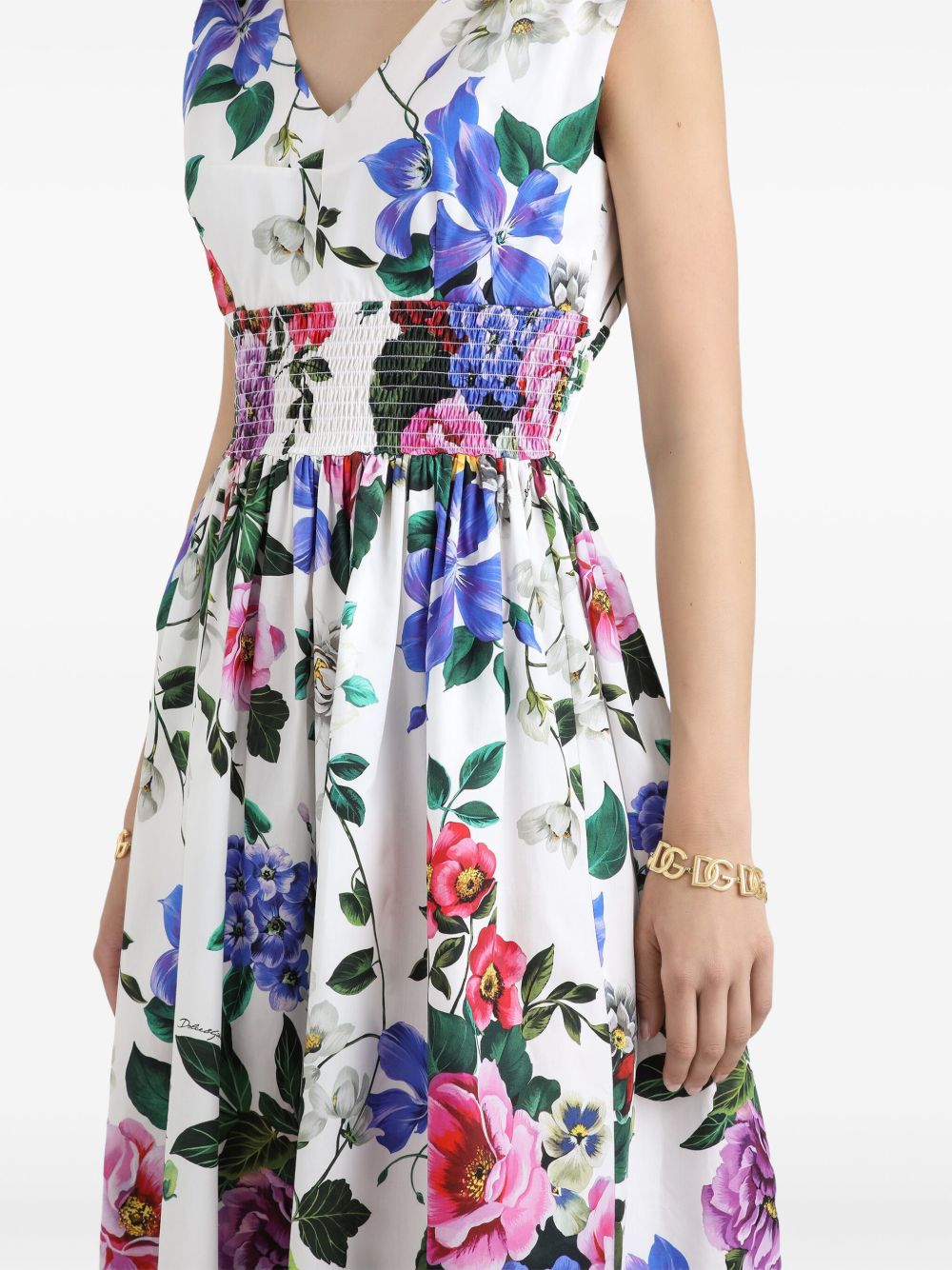 Dolce & Gabbana Women's Midi Dress In Cotton With Floral Print