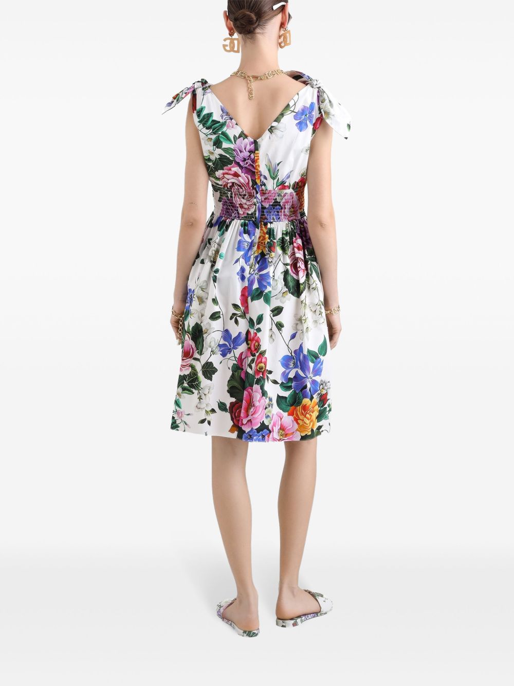 Dolce & Gabbana Women's Midi Dress In Cotton With Floral Print