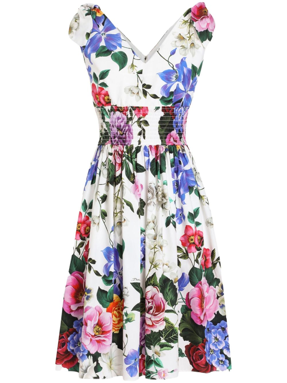 Dolce & Gabbana Women's Midi Dress In Cotton With Floral Print