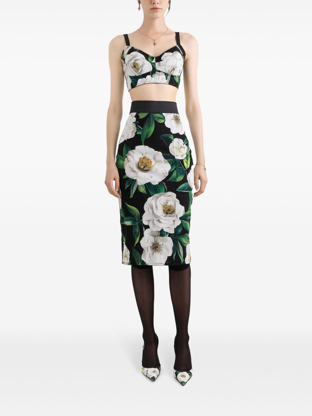 Dolce & Gabbana Women's Floral Print Elastic Pencil Skirt