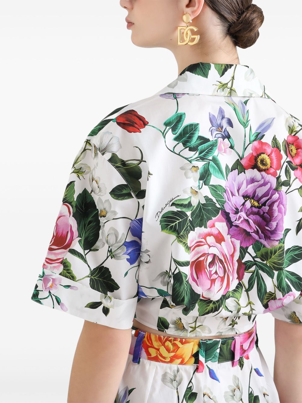 Dolce & Gabbana Women's Cropped Floral Cotton Shirt