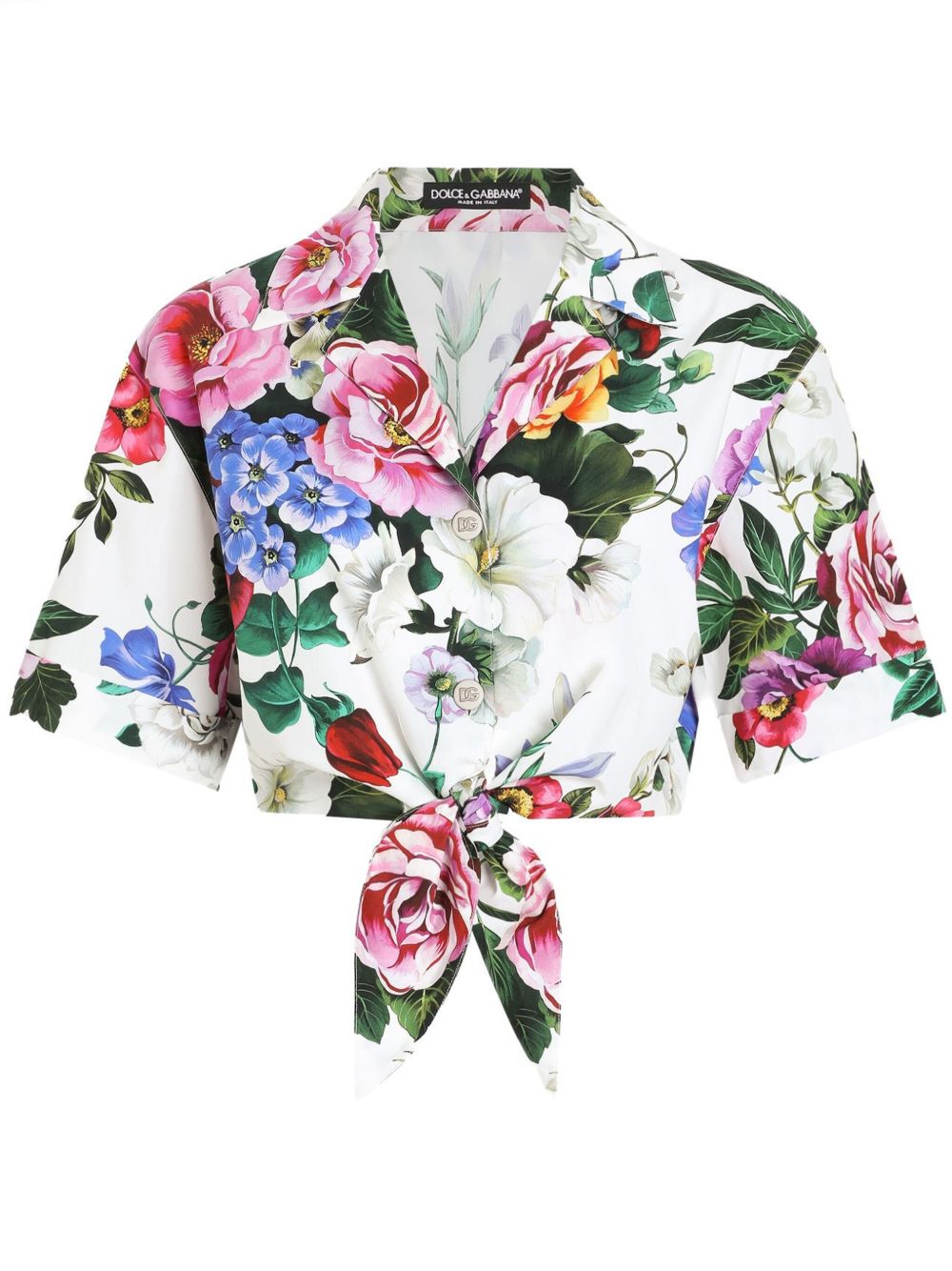 Dolce & Gabbana Women's Cropped Floral Cotton Shirt