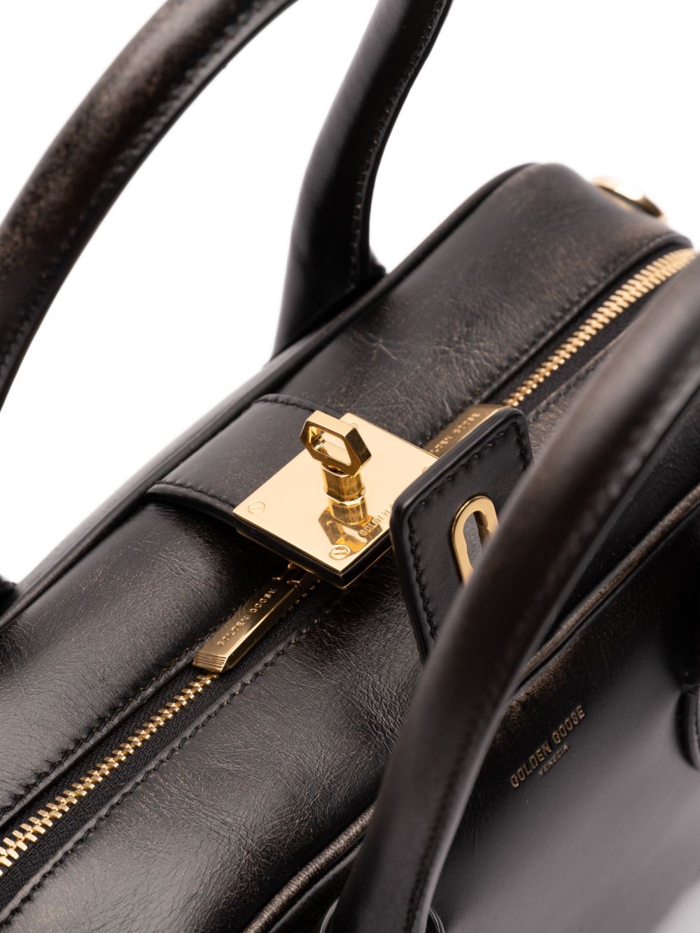 Golden Goose Women's Vita Bag In Smooth Black Leather And Gold Details