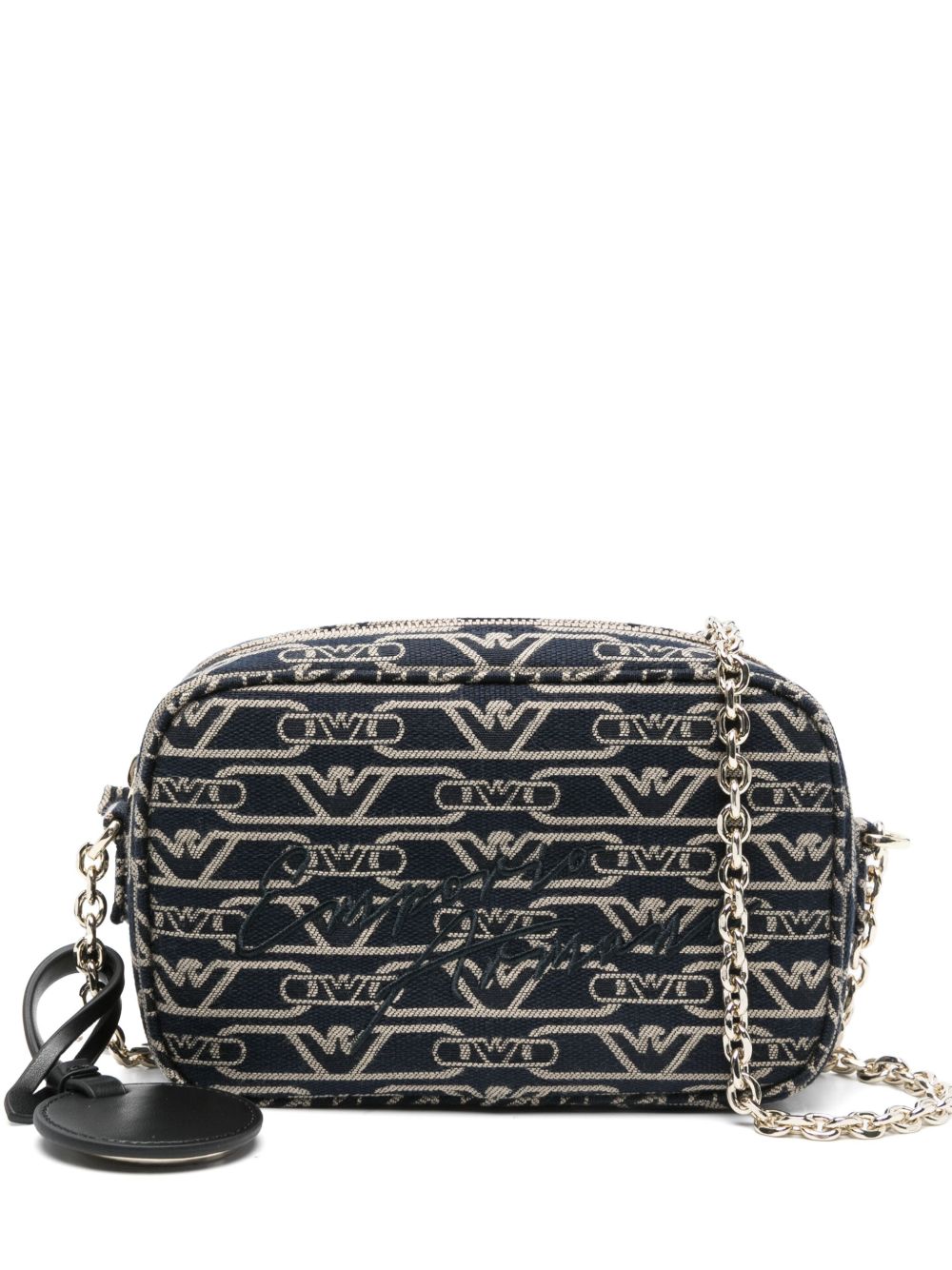 Emporio Armani Women's Jacquard Canvas Camera Case With All-Over Monogram And Chain Shoulder Strap