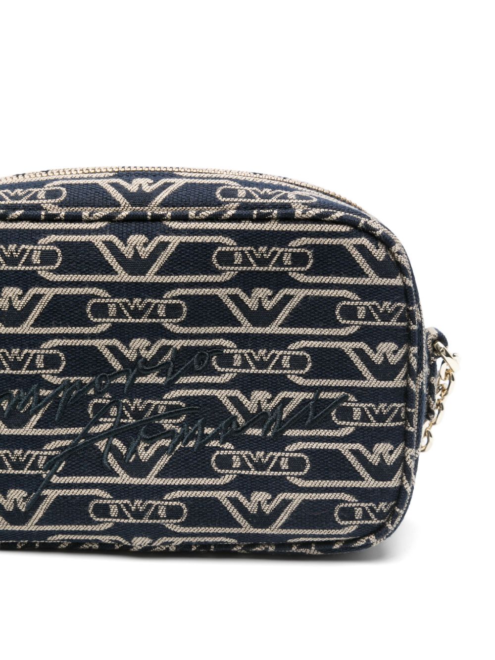 Emporio Armani Women's Jacquard Canvas Camera Case With All-Over Monogram And Chain Shoulder Strap