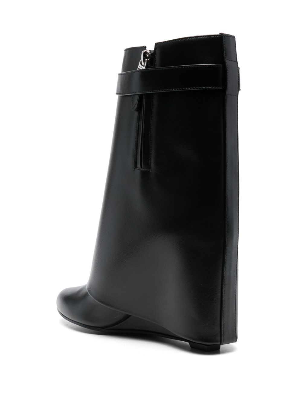 Givenchy Women's Shark Lock-Embellished Glossed-Leather Ankle Boots