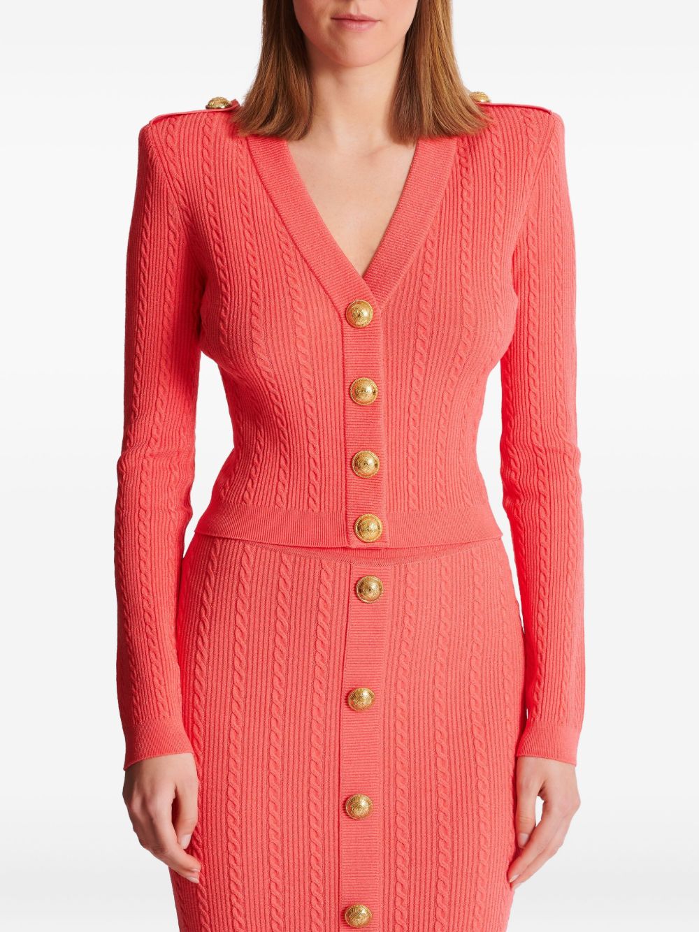 Balmain Women's Long-Sleeved Twisted Knit Cardigan