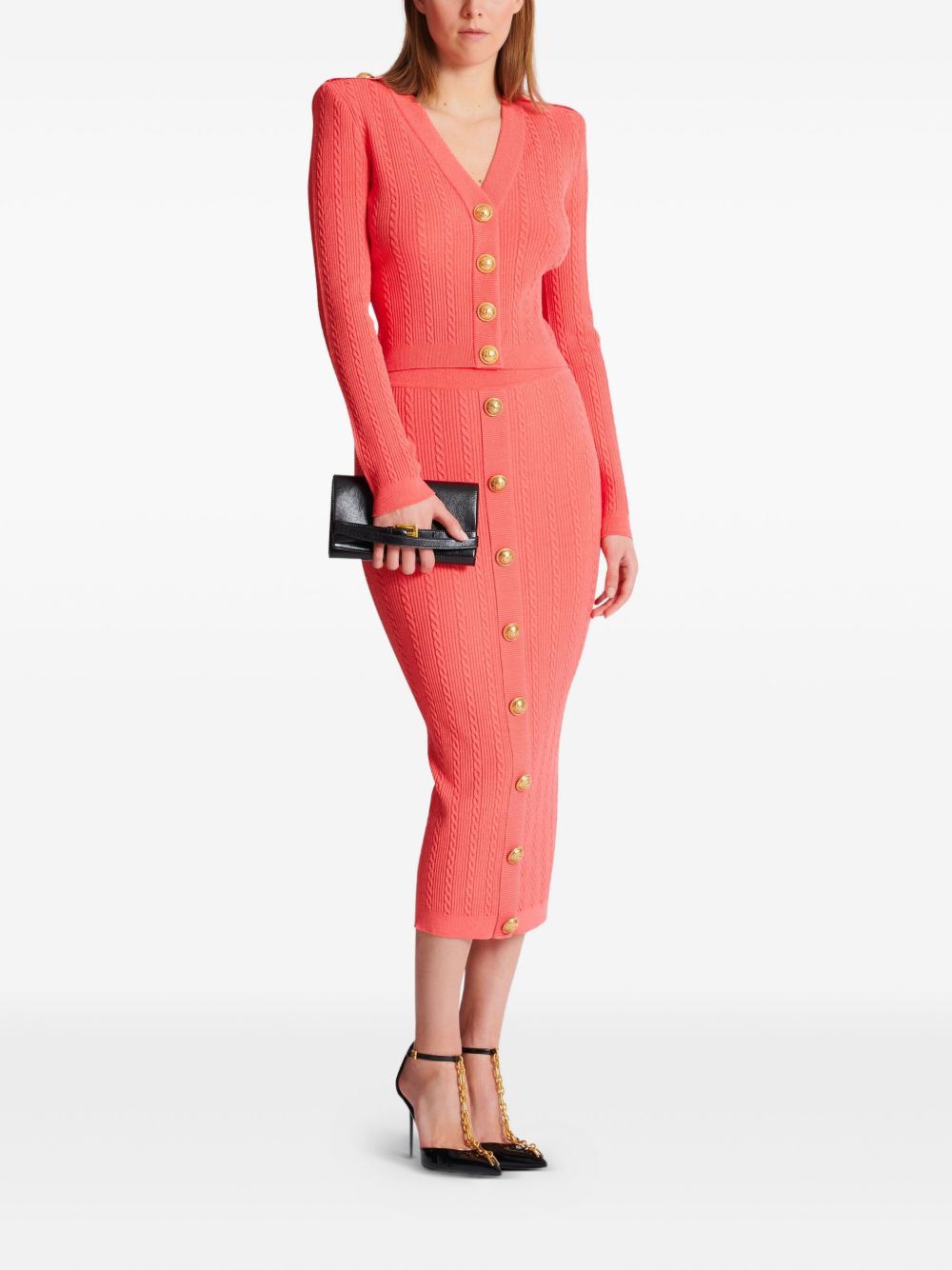 Balmain Women's Long-Sleeved Twisted Knit Cardigan