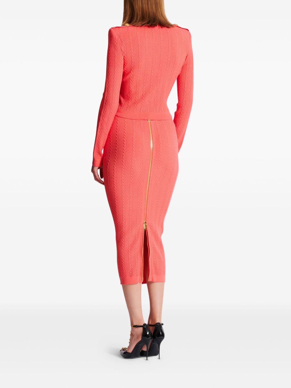 Balmain Women's Long-Sleeved Twisted Knit Cardigan