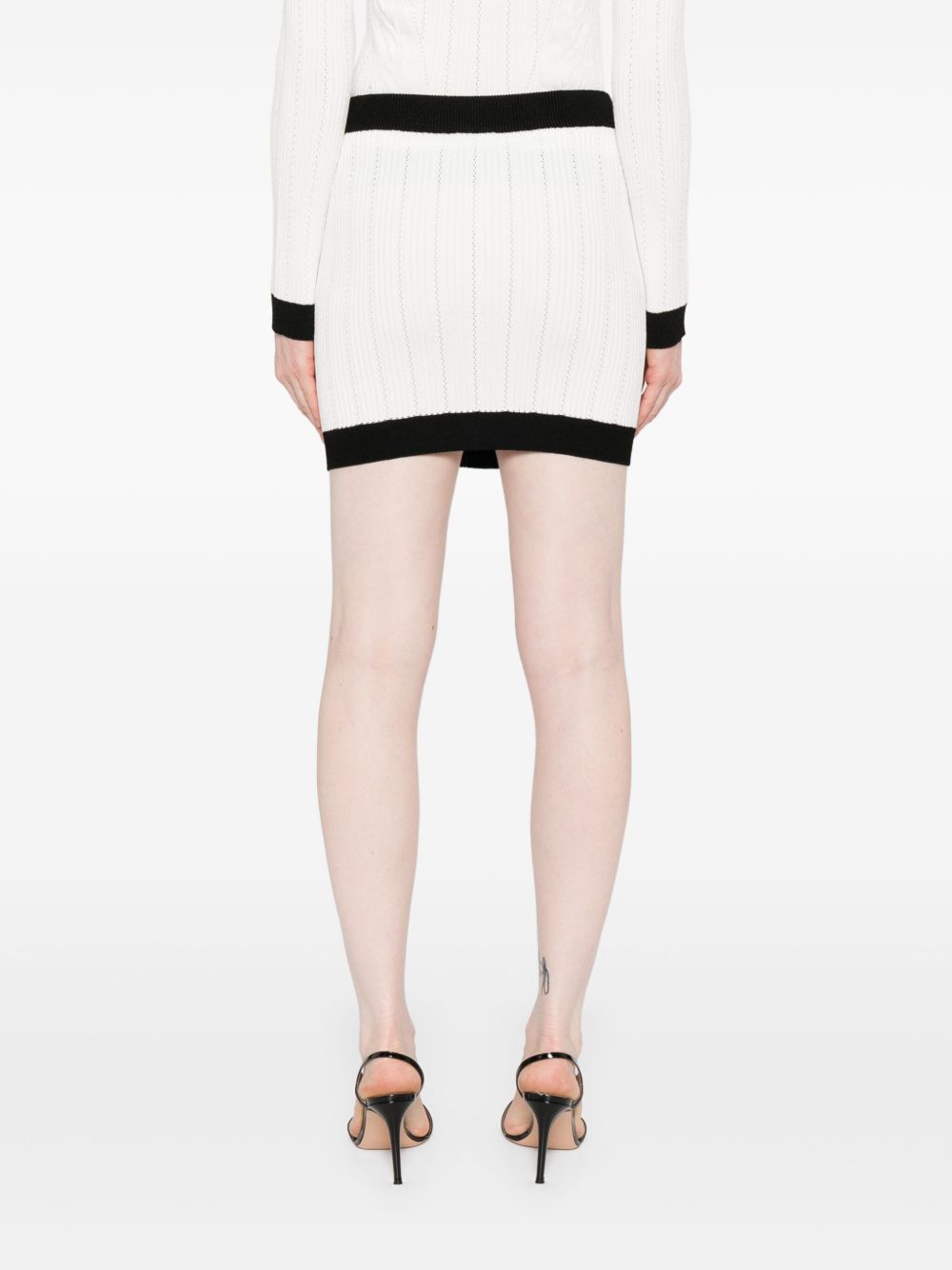 Balmain Women's Button-Embellished Ribbed-Knit Mini Skirt