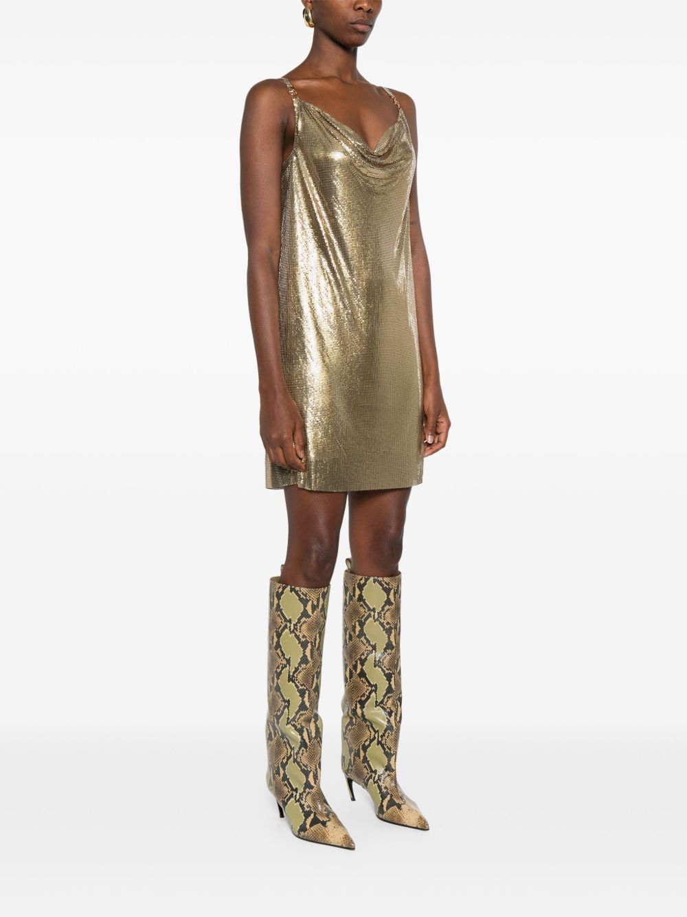 Versace Women's Metallic Mesh Mini Dress With Slip
