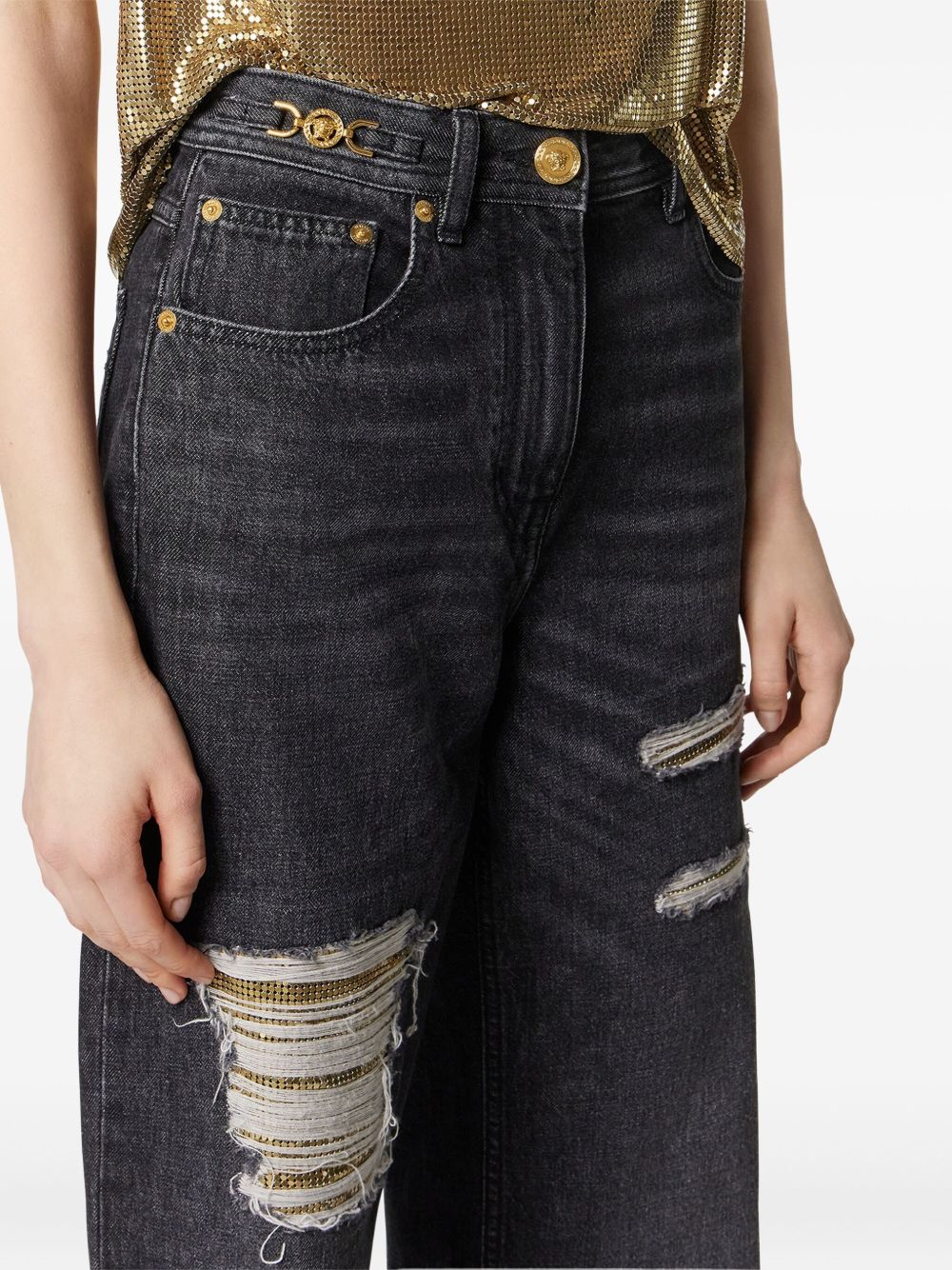 Versace Women's Metal Mesh Regular-Fit Jeans