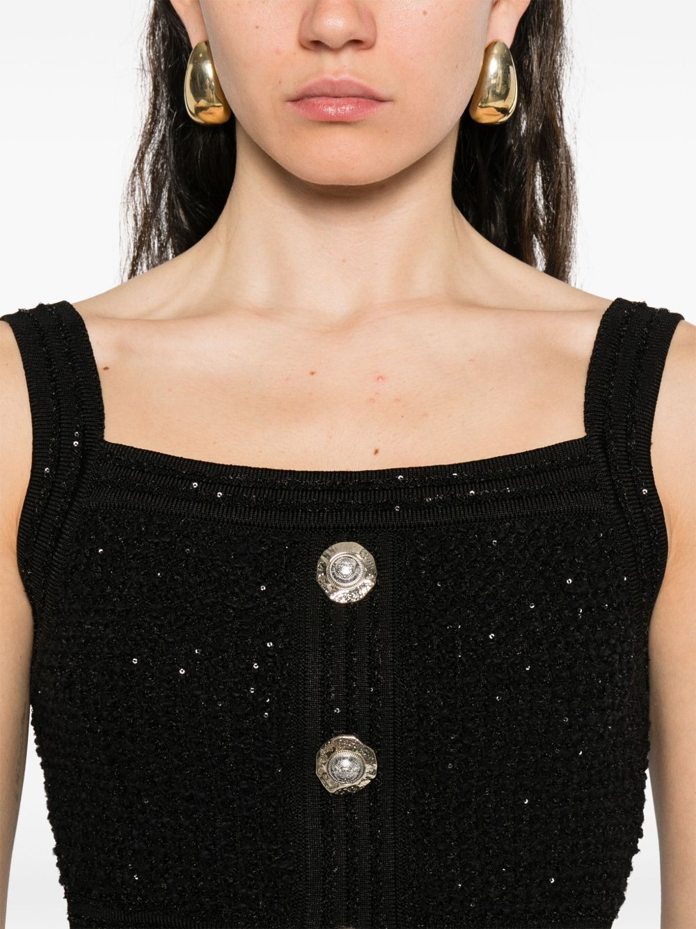 Balmain Women's Black Sleeveless Tops