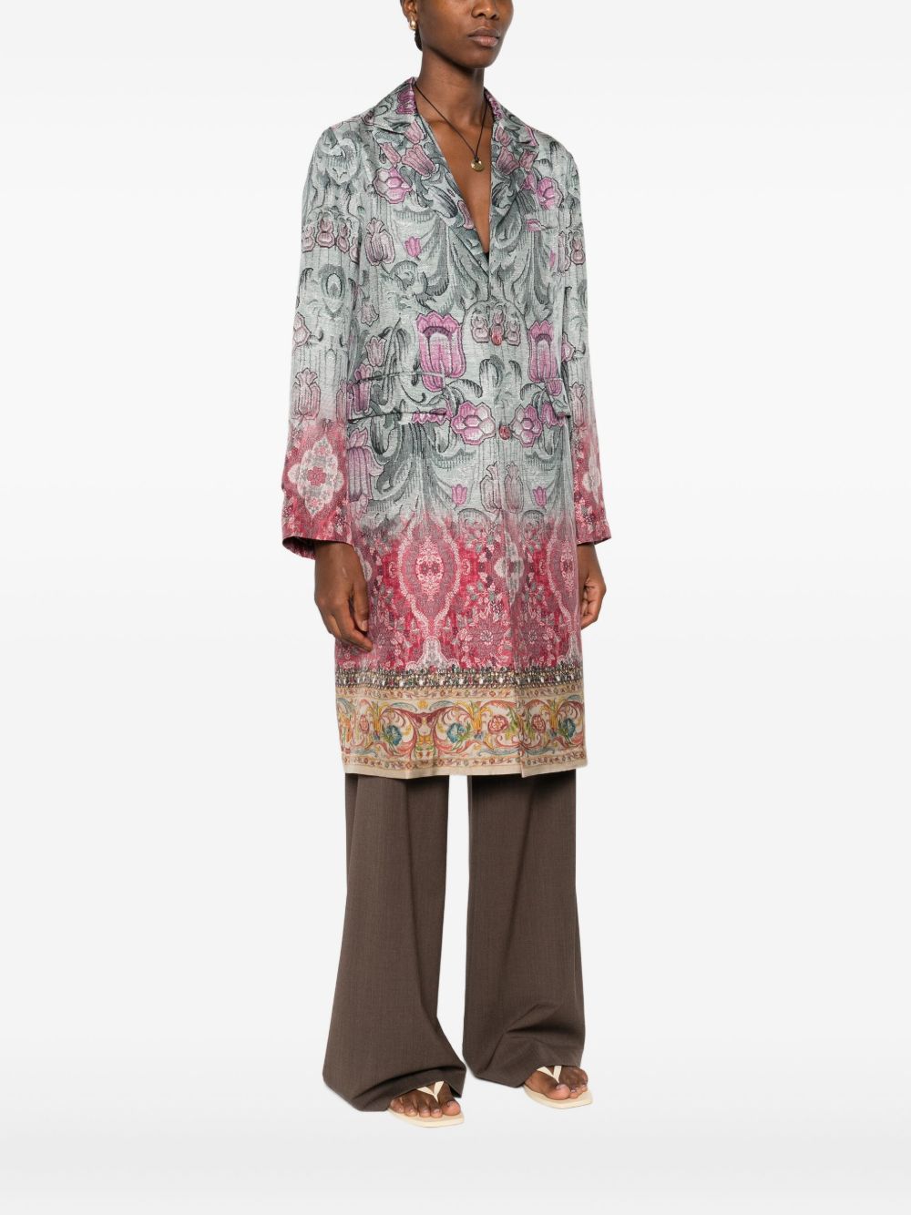 Pierre Louis Mascia Women's Silk Printed Single-Breasted Coat