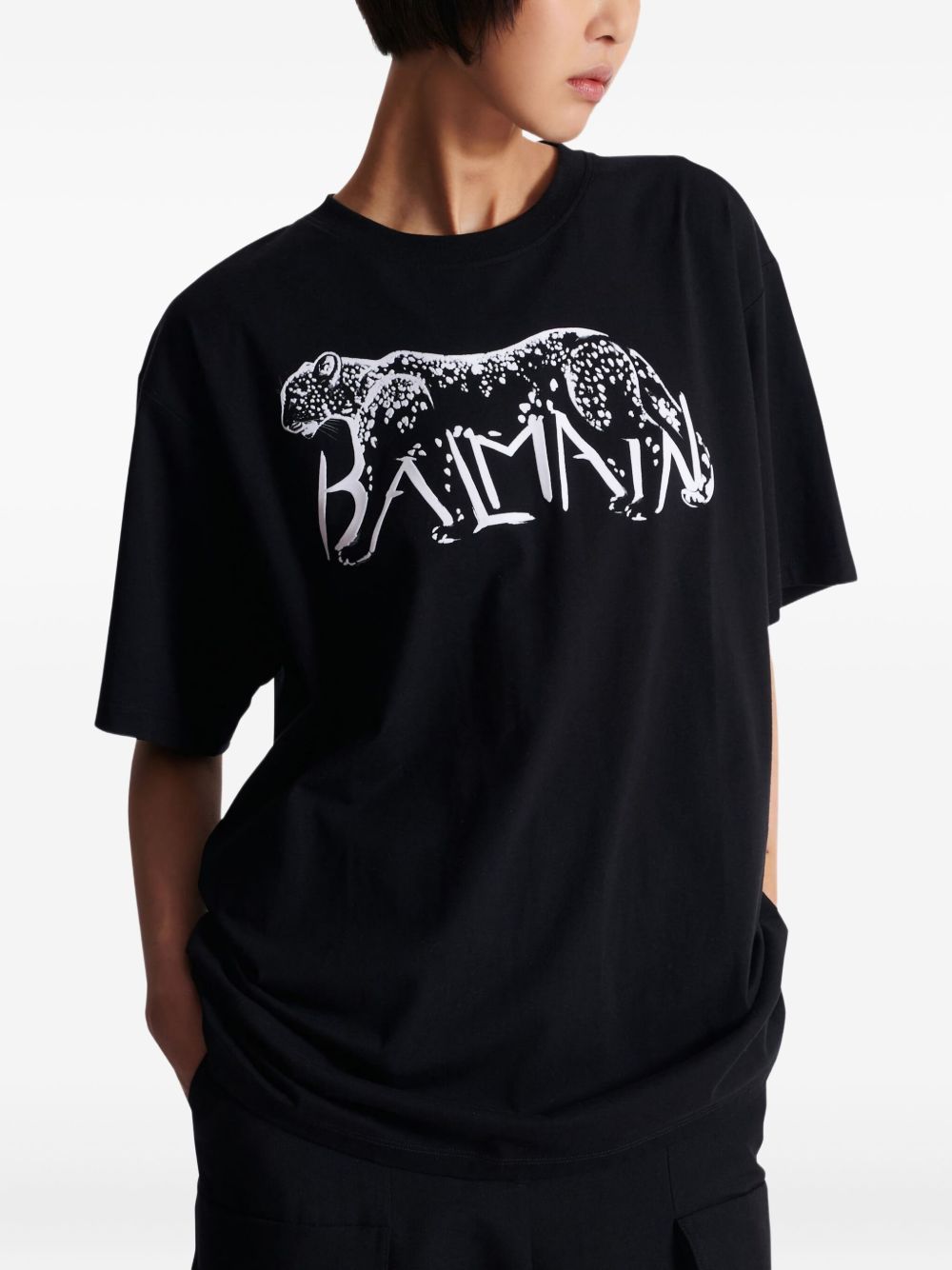Balmain Women's Leopard Print T-Shirt