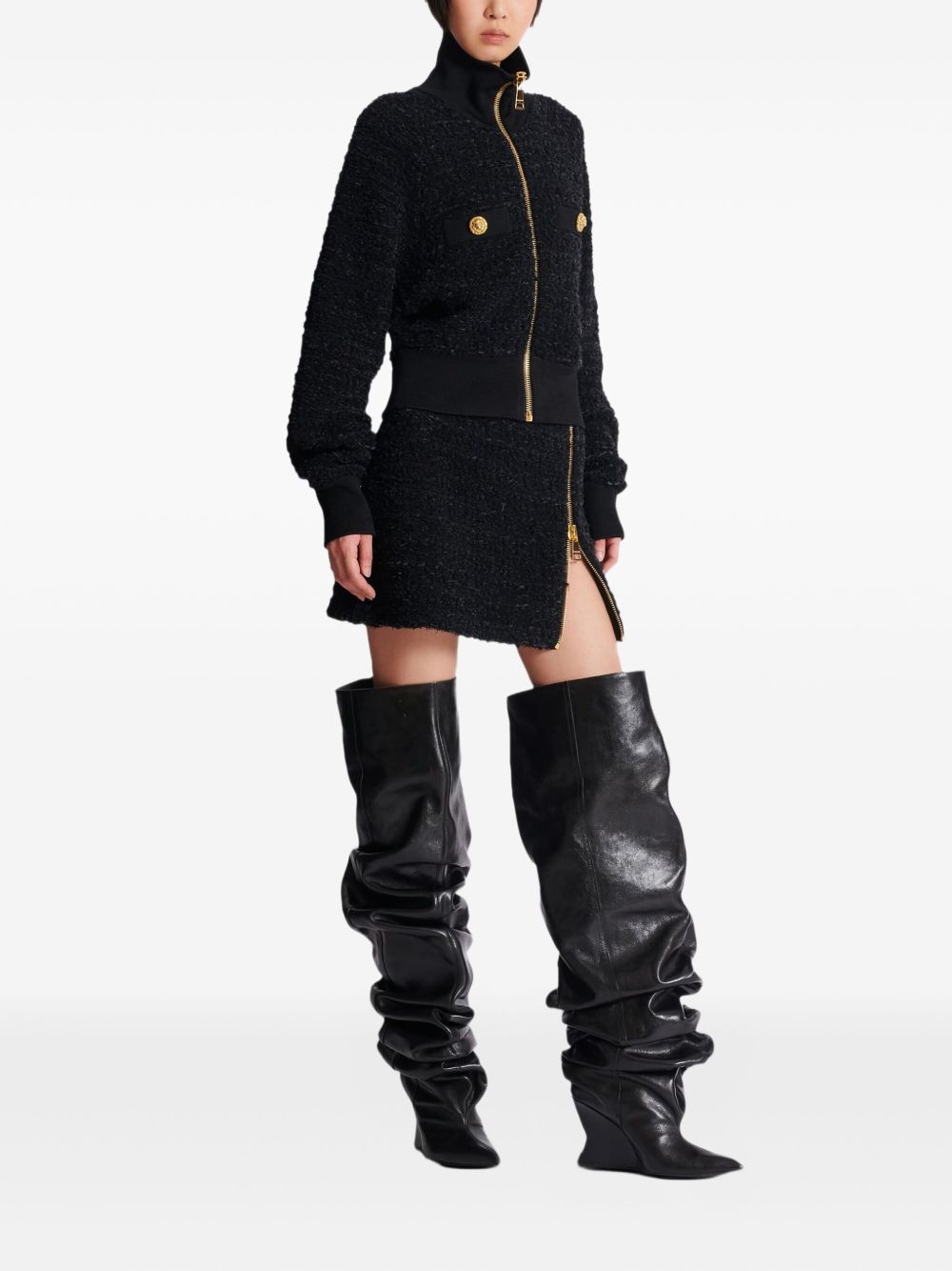 Balmain Women's Tweed Bomber Jacket